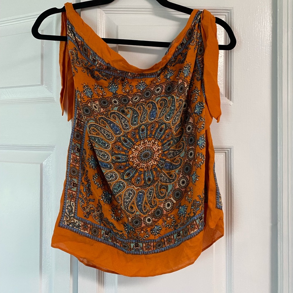 Free People Tie Shoulder Scarf Top